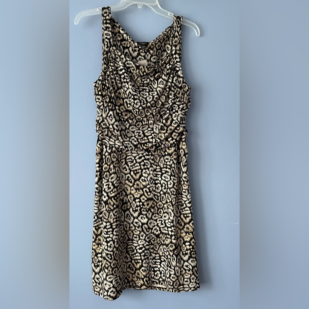 Ann Taylor Sleeveless Ruched Animal Print Sheath Dress 12P